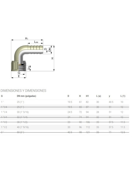 Codo plástico 1" para manguera de 25 mm con junta
