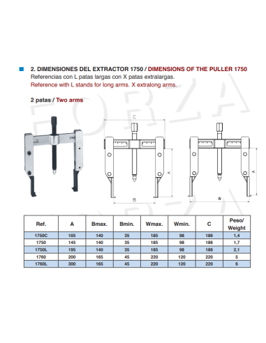 Extractor Mecánico 1750 Forza 2 Patas 145 X 140