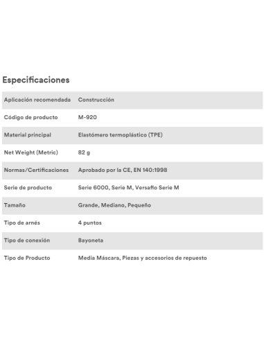 Máscara Media Reutilizable 6200 3M Talla M