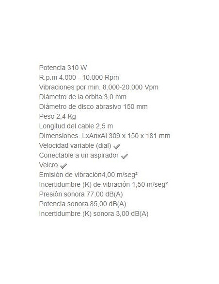 Lijadora Excéntrica BO6030 150 MM 310W Makita