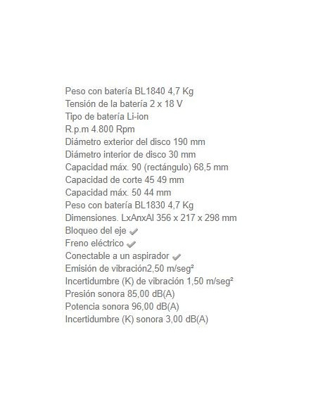 Sierra circular a batería Makita DHS710Z 190 MM 18V Litio