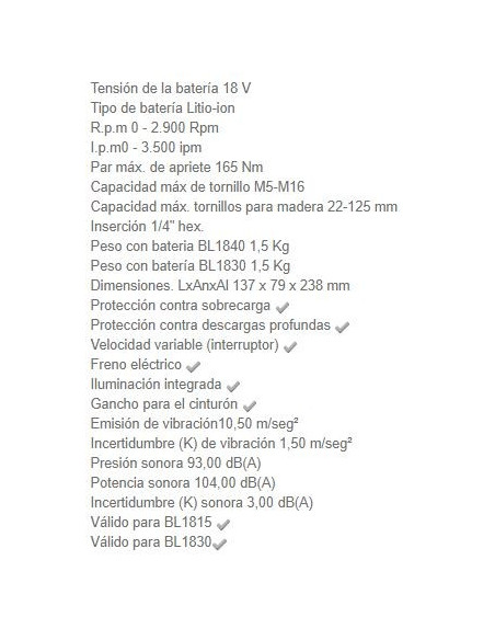Atornillador de impacto Makita DTD152Z a batería 18V 