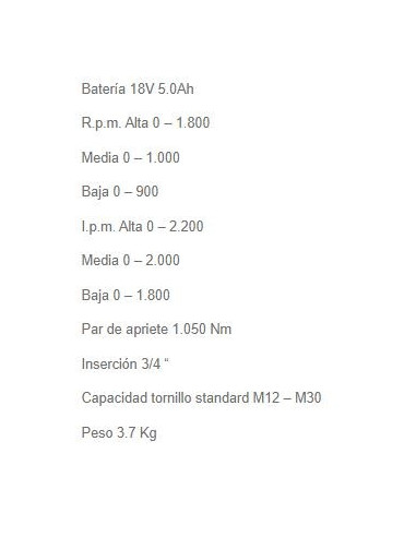 Llave de Impacto Makita DTW1001RTJ a batería 18V con 1.050 Nm