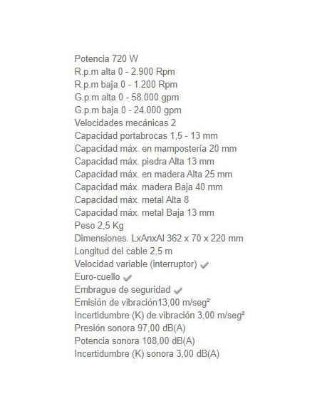 Taladro Percutor HP2050 13MM 720W Makita