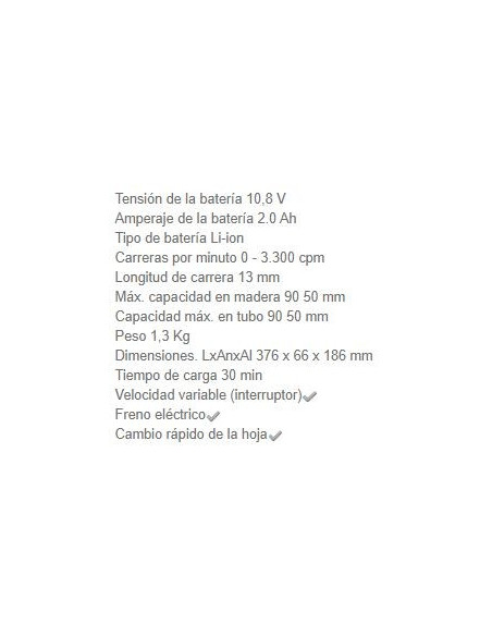 Sierra Sable JR103DSAE 10.8V 2AH Makita