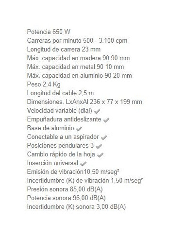 Sierra Calar JV0600K 650W Makita