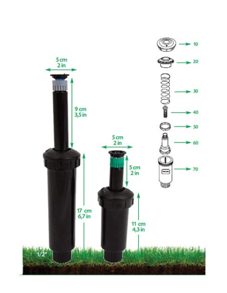 Difusor VYR-180 Plástico Emergente 11 CM Conexión 1/2" Hembra