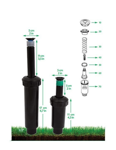Difusor VYR-182 Plástico Emergente 17 CM Conexión 1/2" Hembra