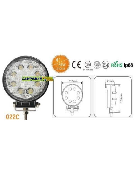FARO DE TRABAJO 8 LED 1920 LM 24W 022C