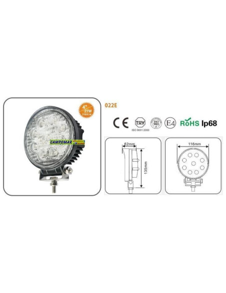 FARO DE TRABAJO AgroleD 9 LED 2160 LM 27W 022E