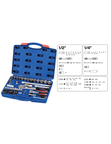 Juego Llaves Vasos 72 Piezas + Carraca Profer